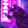 Pink Neon Cat Diamond Painting