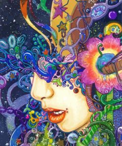 Psychedelic Head Woman Art Diamond Painting