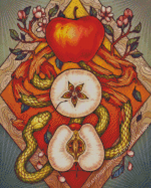 Snake And Apples Diamond Painting