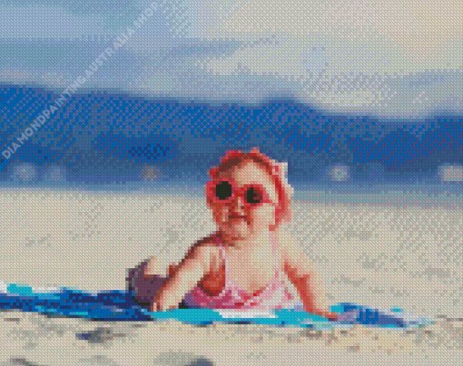 Summer Baby Girls At Beach Diamond Painting