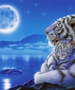 Tigers With Moon Diamond Painting