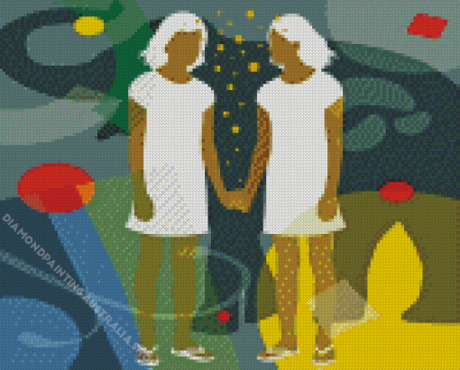 Two Girls Holding Hands Art Diamond Painting