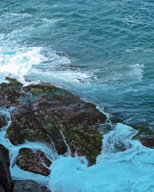 Waves Over Rock Diamond Painting