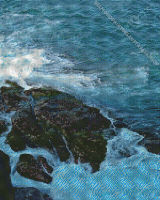 Waves Over Rock Diamond Painting