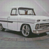 White 1966 Chevy Pickup Car Diamond Painting