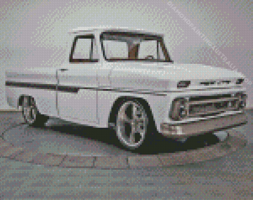 White 1966 Chevy Pickup Car Diamond Painting