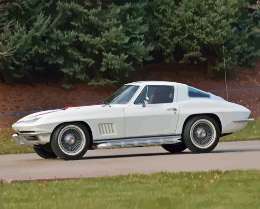 White 67 Stingray Diamond Painting