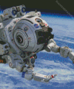 White Robot In Space Diamond Painting