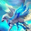 White Flying Horse With Blue Wings Diamond Painting