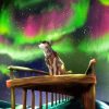 Wolf With Colorful Northern Lights Diamond Painting