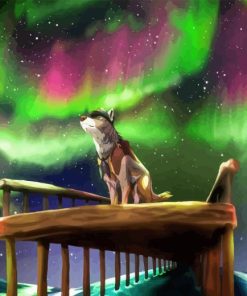 Wolf With Colorful Northern Lights Diamond Painting