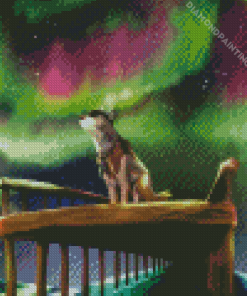 Wolf With Colorful Northern Lights Diamond Painting