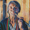 Woman Smoking Pipe Diamond Painting