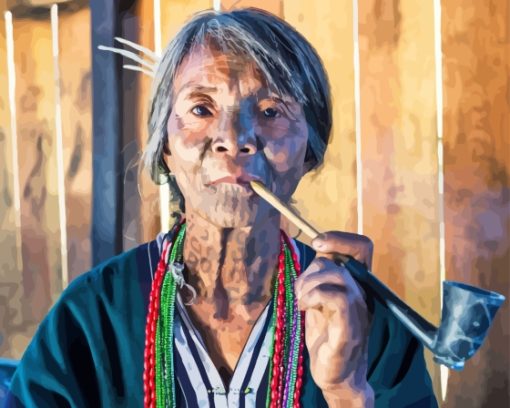 Woman Smoking Pipe Diamond Painting