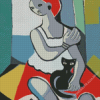 Woman With Cat by Di Cavalcanti Diamond Painting