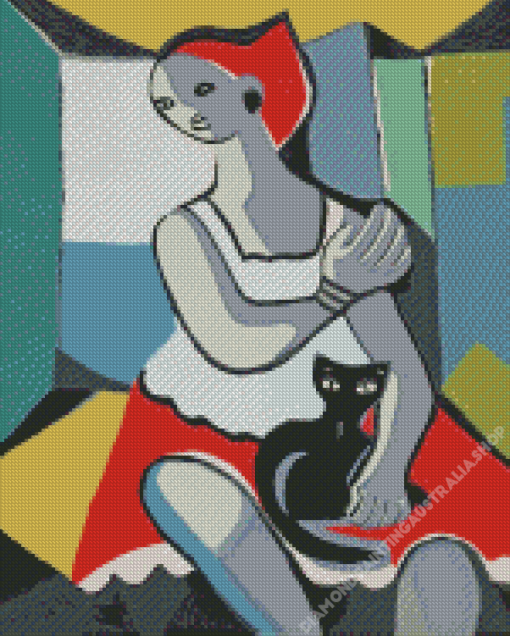 Woman With Cat by Di Cavalcanti Diamond Painting