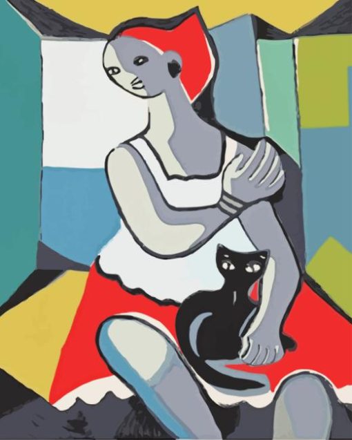 Woman With Cat by Di Cavalcanti Diamond Painting