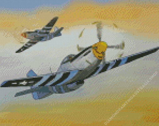 Yellow Nose P51 Mustang Diamond Painting