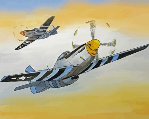 Yellow Nose P51 Mustang Diamond Painting