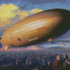 Zeppelin With Cityscape Diamond Painting