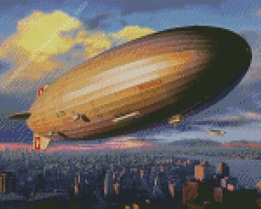 Zeppelin With Cityscape Diamond Painting