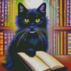 Black Cat in Library Diamond art