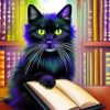 Black Cat in Library Diamond art