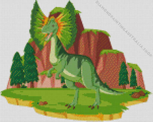 Cartoon Dilophosaurus Diamond art