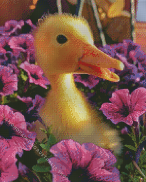 Little Duck And Flowers Diamond Painting