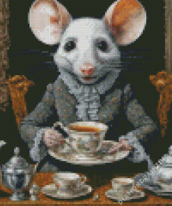 Mouse Having Tea Diamond Painting