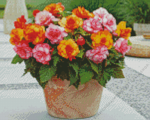 Pink And Orange Begonias Diamond Painting