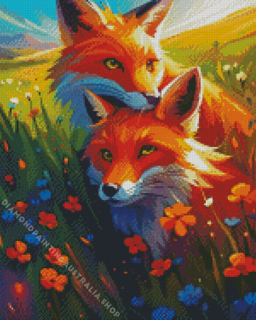 Red Fox Couple Diamond Painting