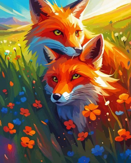 Red Fox Couple Diamond Painting