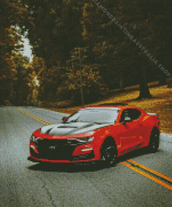 Red Camaro Luxury Car Diamond Painting