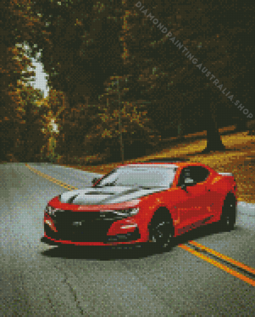 Red Camaro Luxury Car Diamond Painting