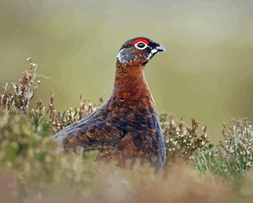 Red Grouse bird Painting