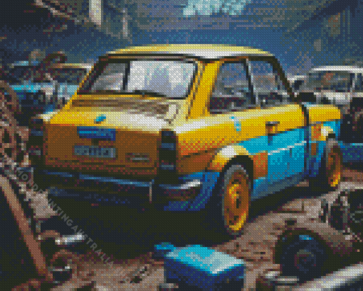 Renault 8 In Garage Diamond Painting