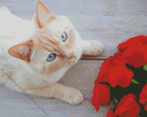 Rose And Cat Diamond Painting