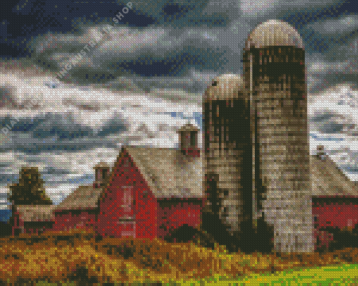 Vermont Barns With Silo Diamond Painting