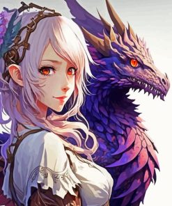 Anime Girl And Dragon Diamond Painting