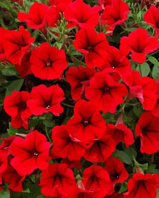 Red Petunia Diamond Painting