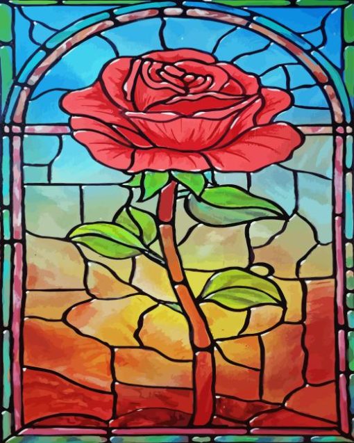 Rose With Stained Glass Diamond Painting