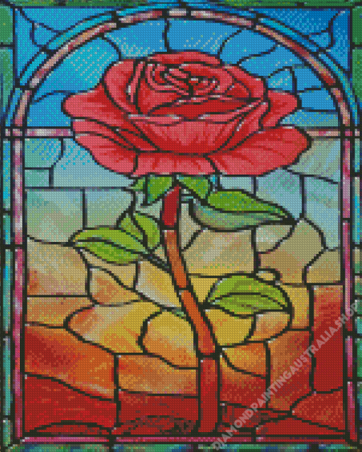 Rose With Stained Glass Diamond Painting