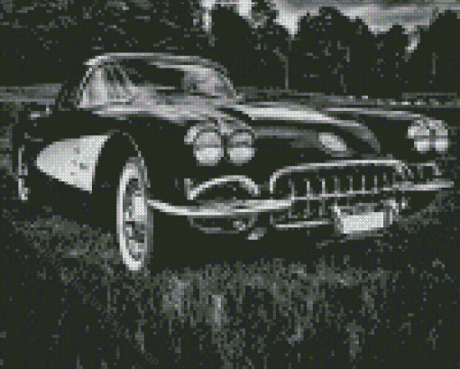 Black And White 1960 Corvette Diamond Painting