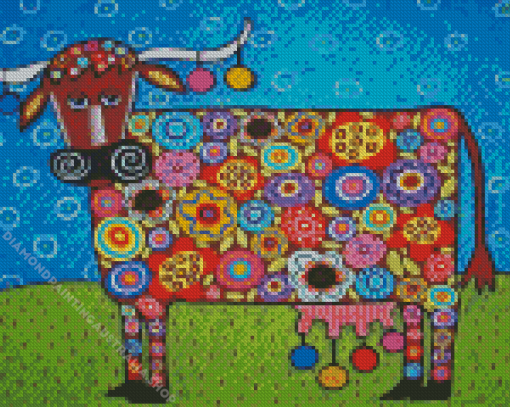 Cow Folk Art Diamond Painting