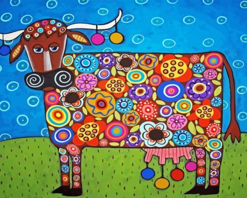 Cow Folk Art Diamond Painting