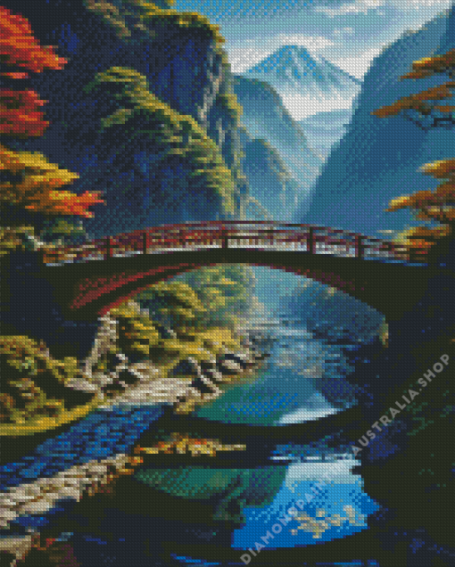 Japan Wooden Bridge Landscape Diamond Painting