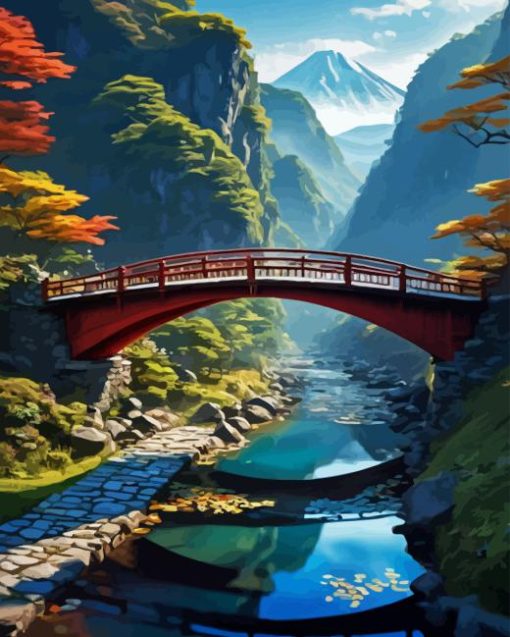 Japan Wooden Bridge Landscape Diamond Painting