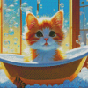 Kitten In Bathtub Diamond Painting