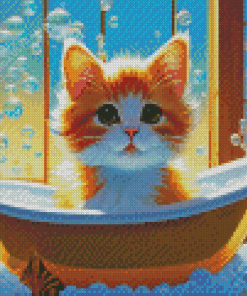 Kitten In Bathtub Diamond Painting